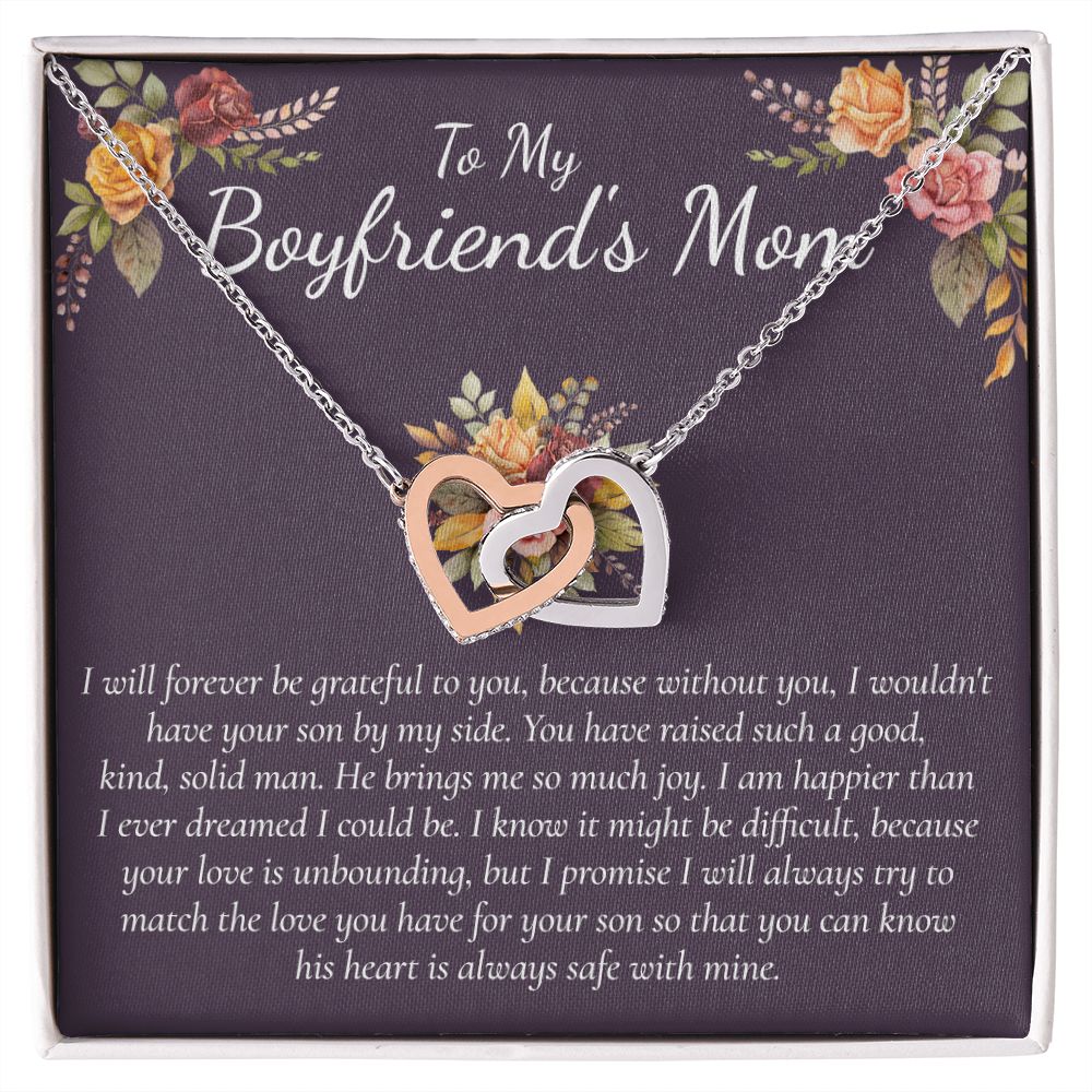 Sterling Silver Necklace for Women with Cubic Zirconia for Boyfriend's Mom Daugterin Law To My Mother in Law Necklace  Gift on Birthday Mother's Day Wedding Christmas Pendant Interlocking Hearts Necklace