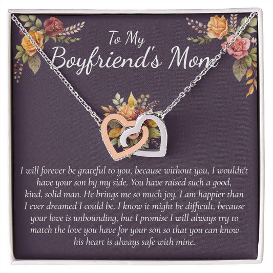 Sterling Silver Necklace for Women with Cubic Zirconia for Boyfriend's Mom Daugterin Law To My Mother in Law Necklace  Gift on Birthday Mother's Day Wedding Christmas Pendant Interlocking Hearts Necklace