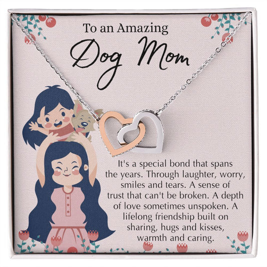 Love Knot Necklace, Dog Mom Gift For Mother's Day, Dog Mom Necklace For Women, Dog Mama Sentimental Gift, Dog Lover Gifts For Her, Unique Interlocking Hearts Necklace