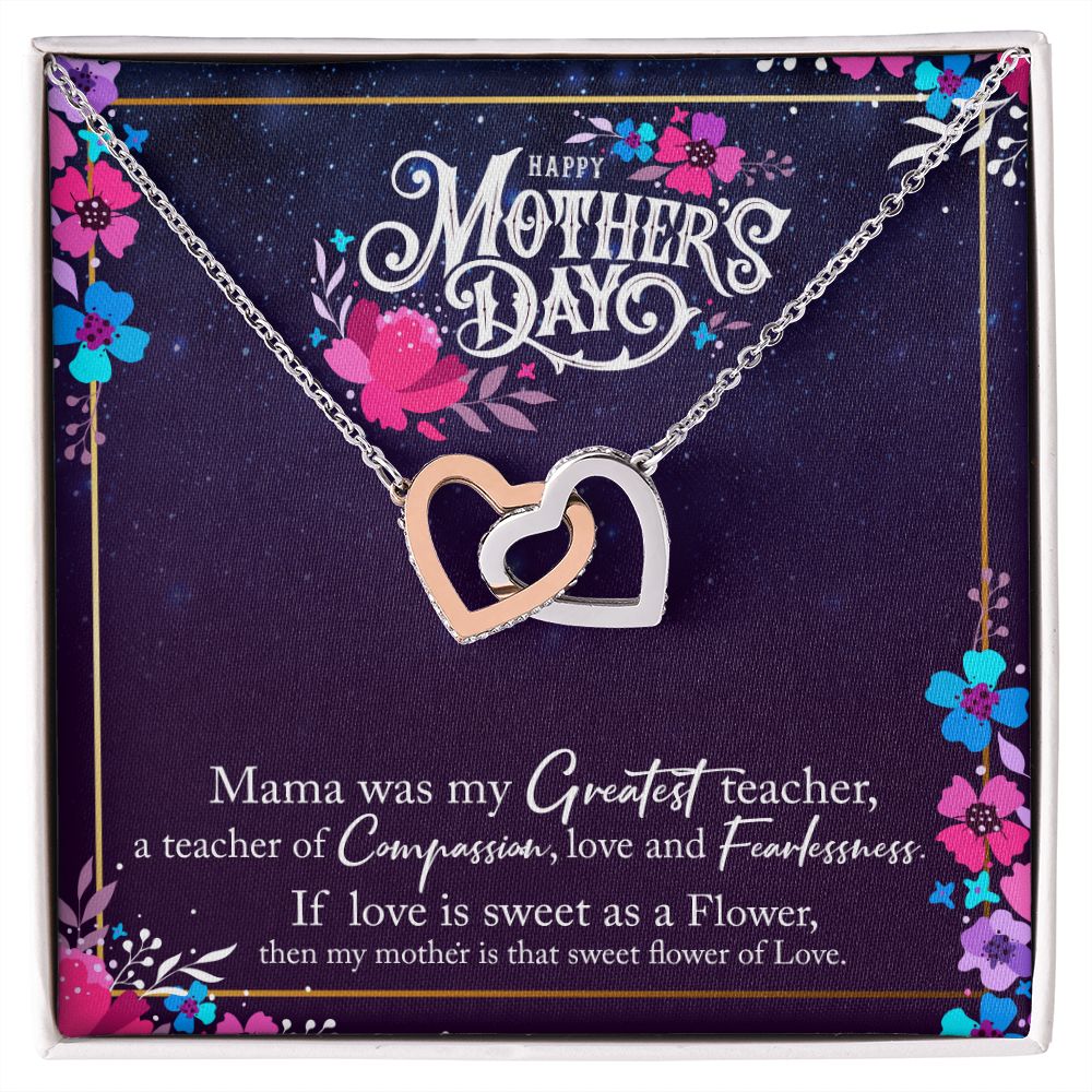 To My Mom Mother Necklace Pendant Gìt From Daughter Or Son Happy Mothers Day Mama Was My Greatest Teacher With Message Card Gift For Mom Interlocking Hearts Necklace