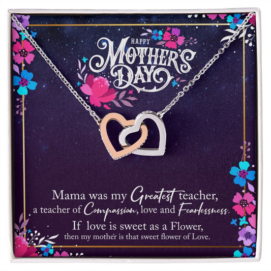 To My Mom Mother Necklace Pendant Gìt From Daughter Or Son Happy Mothers Day Mama Was My Greatest Teacher With Message Card Gift For Mom Interlocking Hearts Necklace