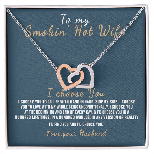 To My Wife Necklace from Husband, Personalized Necklace for Women, Luxury Necklace for Wife from Man Men, Wedding Anniversary Present For Wife, Beautiful Wife Jewelry Christmas Birthday Gift For Wife12 Interlocking Hearts Necklace