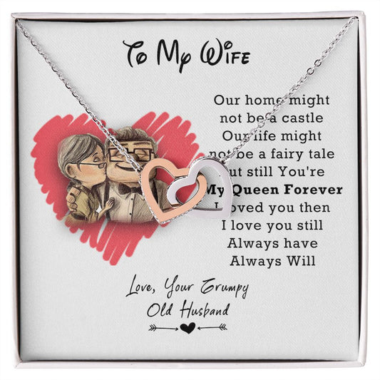 To My Wife Necklace from Husband, Personalized Necklace for Women, Luxury Necklace for Wife from Man Men, Wedding Anniversary Present For Wife, Beautiful Wife Jewelry Christmas Birthday Gifts For Wife3 Interlocking Hearts Necklace