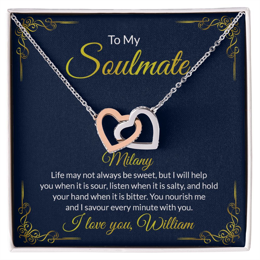Soulmate Necklace Gift For Her, To My Soulmate Necklace, Love Necklace Gifts For Her, Soulmate Gift, Soulmate Jewelry, Jewelry Gift Her Interlocking Hearts Necklace