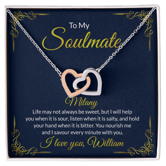 Soulmate Necklace Gift For Her, To My Soulmate Necklace, Love Necklace Gifts For Her, Soulmate Gift, Soulmate Jewelry, Jewelry Gift Her Interlocking Hearts Necklace