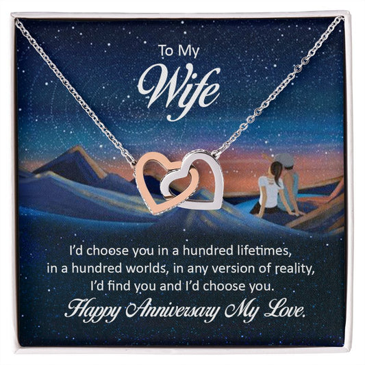 Birthday Gifts For Wife, Necklace Gifts For Wife From Husband, To My Wife Jewelry For Women , To My Wife Necklace  from Husband Wedding Anniversary Present For Wife, Beautiful Wife Jewelry Christmas26 Interlocking Hearts Necklace
