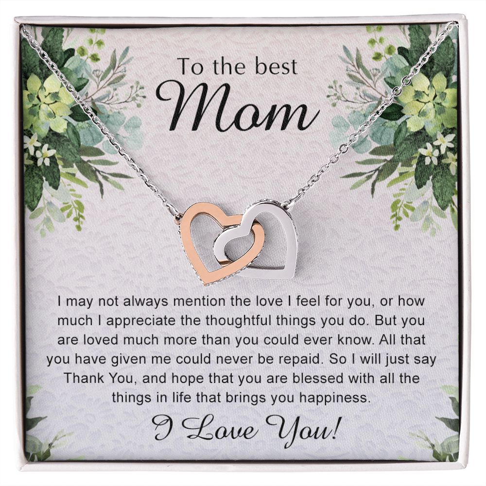 To My Best Mom Necklace, Necklace for Mother, Daughter Gift For Mom, Present For Mom, Mother Gifts from Son or Daughter, Jewelry Gift for Mothers Day, Birthday Gift for Mother, Moms Interlocking Hearts Necklace