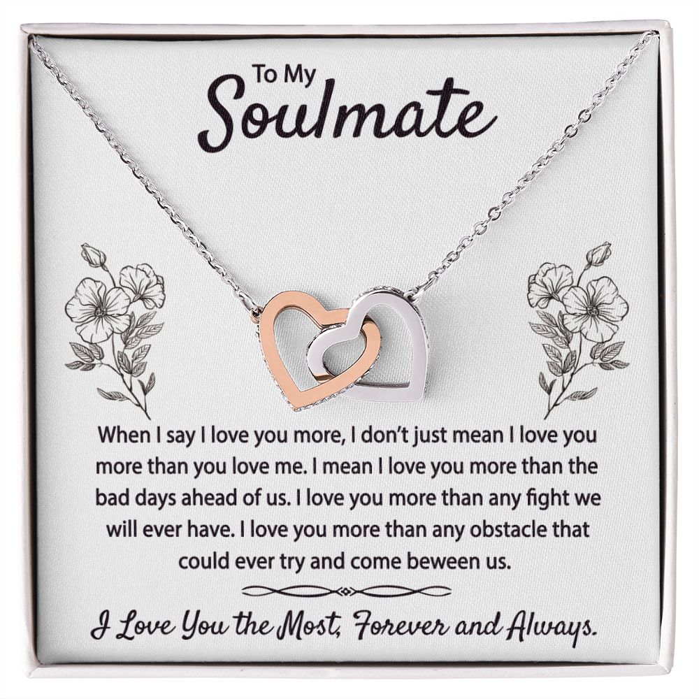 To My Soulmate Necklace for Women Birthday Christmas Jewelry Gifts For My Wife with Message Card Box Personalized Gift Present Pendant for Future Wife Soulmate Girlfriend Love 9 Interlocking Hearts Necklace
