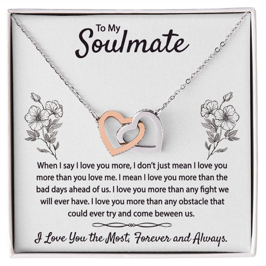 To My Soulmate Necklace for Women Birthday Christmas Jewelry Gifts For My Wife with Message Card Box Personalized Gift Present Pendant for Future Wife Soulmate Girlfriend Love 9 Interlocking Hearts Necklace