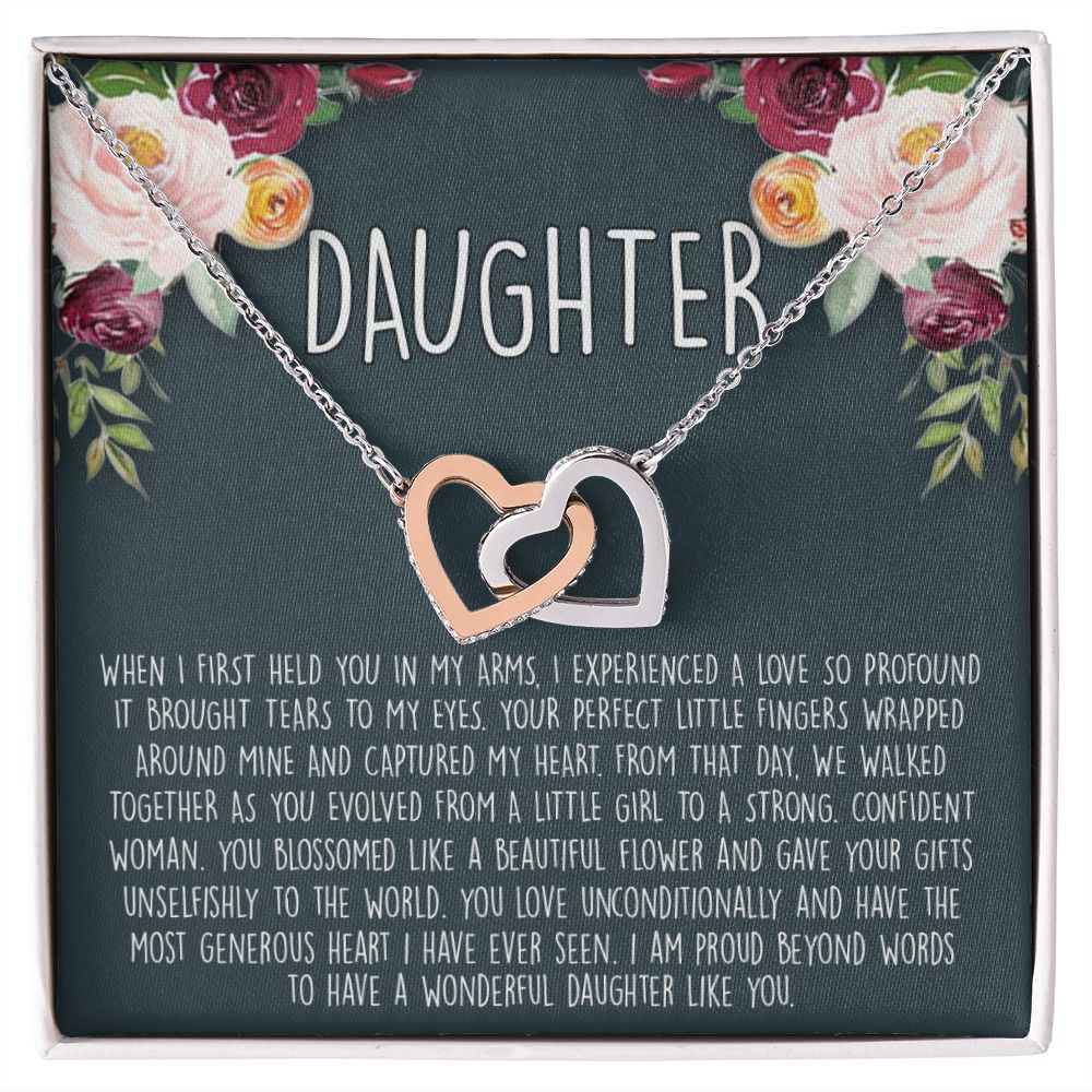 Daughter Necklace Gift for Daughter, Daughter Jewelry, Mother Daughter Interlocking Hearts Necklace