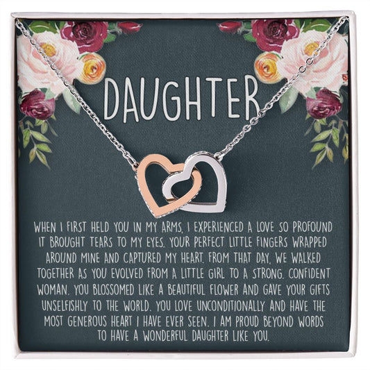 Daughter Necklace Gift for Daughter, Daughter Jewelry, Mother Daughter Interlocking Hearts Necklace