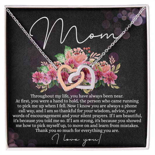 To My Mom Necklace, Mom Gifts, Mom Jewelry Box, Necklace for Mom, Gifts for Mom, Mother's Day Necklace Jewelry Gift For Mom, Birthday Gift For Mom, Thank you Mom Gift Interlocking Hearts Necklace