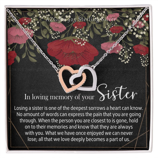 In Loving Memory of Your Sister Necklace Grief Gifts for Grieving Gift for Memorial Pendant Necklace Gifts for Remembrance Gifts for Bereavement Gifts Sorry for Your Loss 301 Interlocking Hearts Necklace