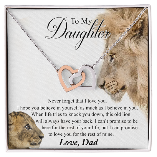 To My Daughter from Dad Old Lion Necklace Jewelry for Women Birthday Valentine