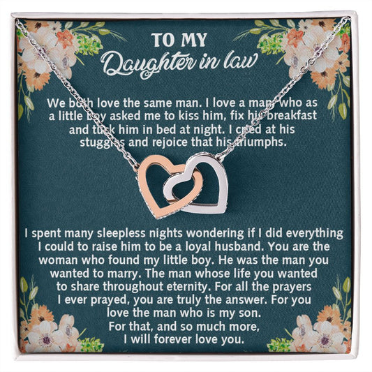 To My Daughter-in-law Unique Gift Alluring Beauty Necklace For Daughter In Law Interlocking Hearts Necklace