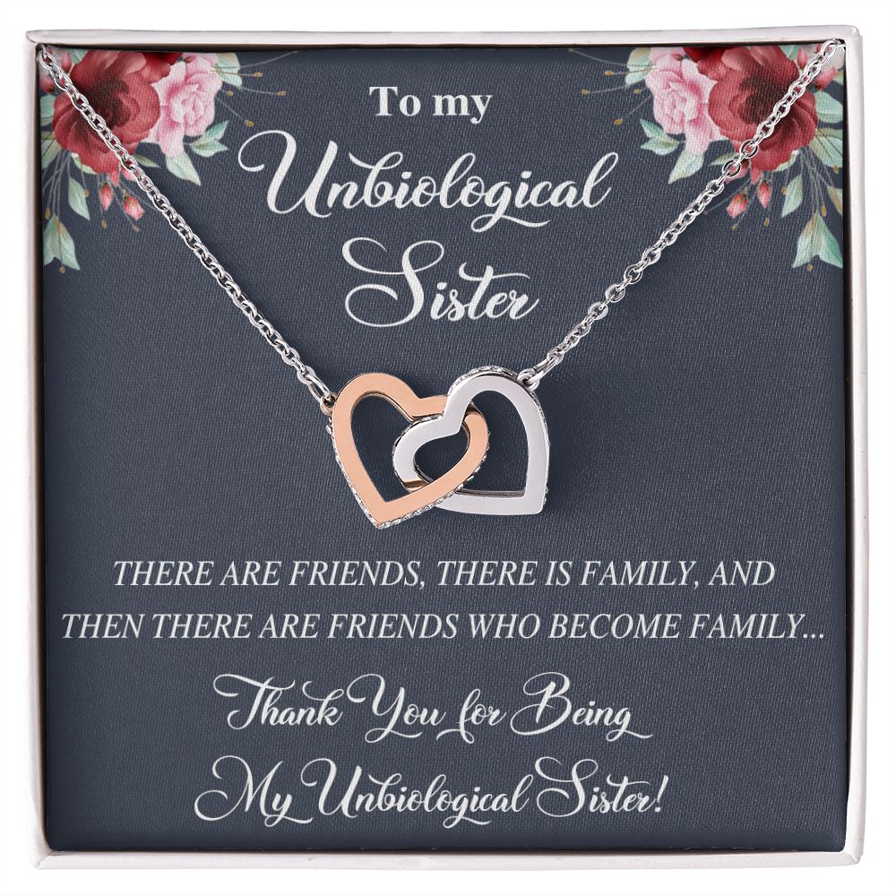 Unbiological Sister Alluring Beautiful Necklace, Best Friend Necklace, Soul Gift Interlocking Hearts Necklace