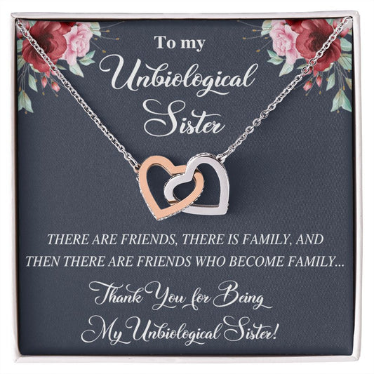 Unbiological Sister Alluring Beautiful Necklace, Best Friend Necklace, Soul Gift Interlocking Hearts Necklace