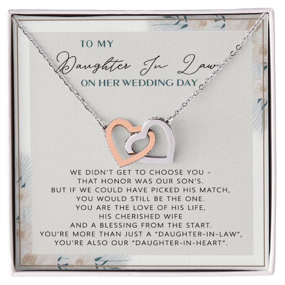 Wedding Gift From mother On Wedding Day To My Daughter-in-law Wedding Day Interlocking Hearts Necklace