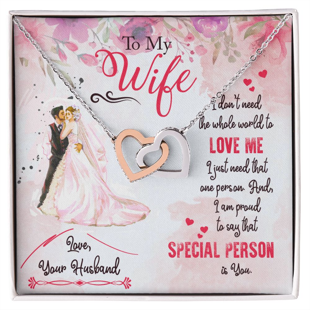 To My Wife Necklace from Husband, Personalized Necklace for Women, Luxury Necklace for Wife from Man Men, Wedding Anniversary Present For Wife, Beautiful Wife Jewelry Christmas Birthday Gift For Wife17 Interlocking Hearts Necklace