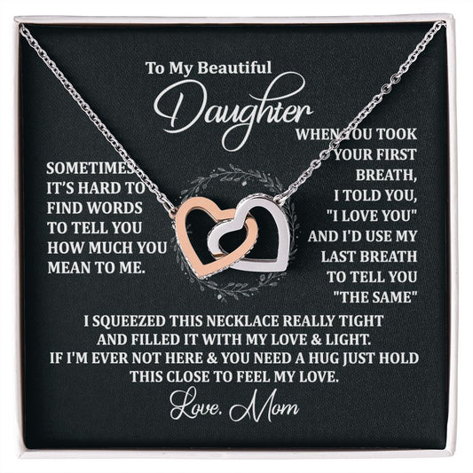 Mother Daughter Gift Ideas, To My Daughter Gift Necklace from Mom, Jewelry Pendant Present for Daughter, Birthday Christmas Gift Graduation Gifts for Daughters, Mother and Daughter Necklace 2135 Interlocking Hearts Necklace