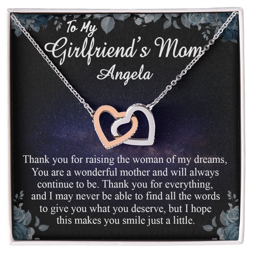 To My Girlfriends Mom Gift Mother's Day Gift for Girlfriend's Mom Necklace Gift Angela Interlocking Hearts Necklace