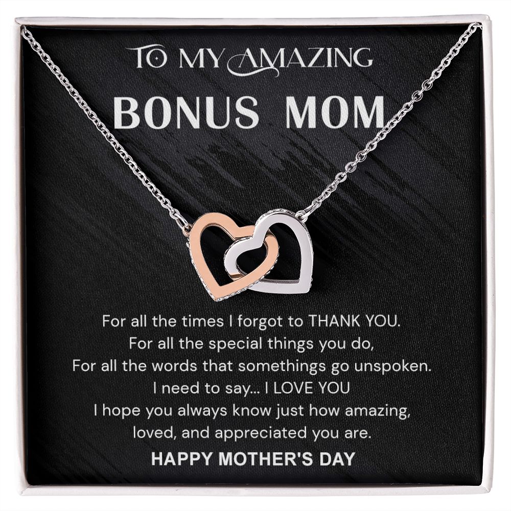 Mother's Day Gifts For Bonus Mom, Bonus Mom Mothers Day Gift, Bonus Mom Necklace, Gift For Bonus Mom On Mother's Day Interlocking Hearts Necklace