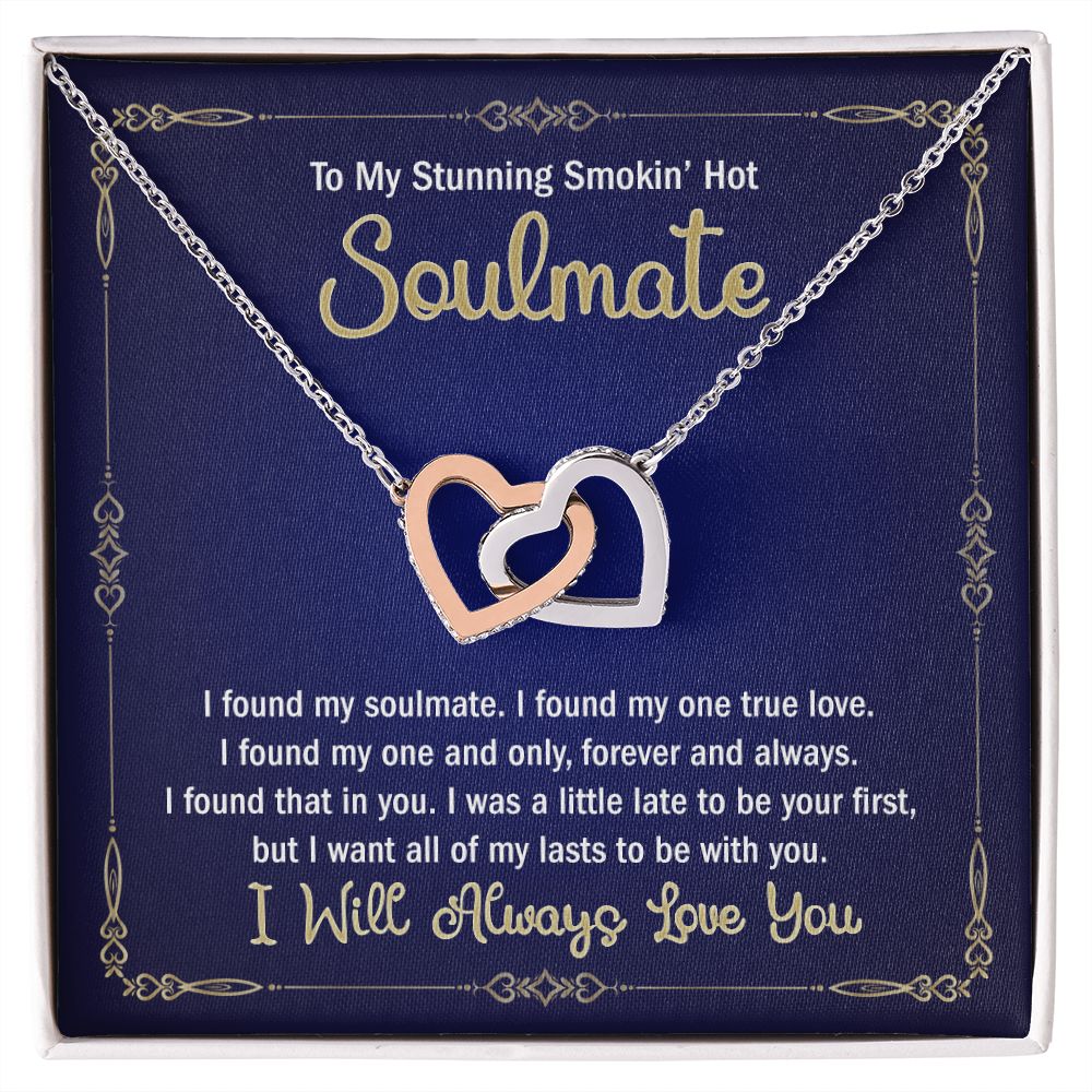 To My Smokin Hot Soulmate Necklace - Wife Gifts From Husband To My Wife Necklace, Gift for Her Romantic, Girlfriend Gifts Necklace for Wife from Men Includes Message Card and Gift Box 6 Interlocking Hearts Necklace