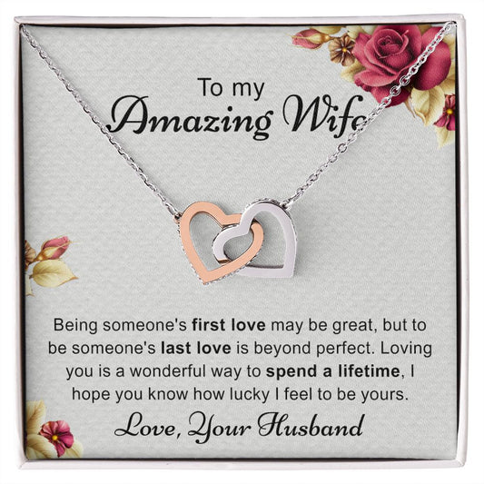 Birthday Gifts For Wife, Necklace Gifts For Wife From Husband, To My Wife Jewelry For Women , To My Wife Necklace  from Husband Wedding Anniversary Present For Wife, Beautiful Wife Jewelry Christmas 6 Interlocking Hearts Necklace