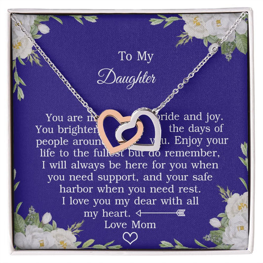 Mother Daughter Gift Ideas, To My Daughter Gift Necklace from Mom, Jewelry Pendant Present for Daughter, Birthday Christmas Gift Graduation Gifts for Daughters, Mother and Daughter Necklace 2137 Interlocking Hearts Necklace