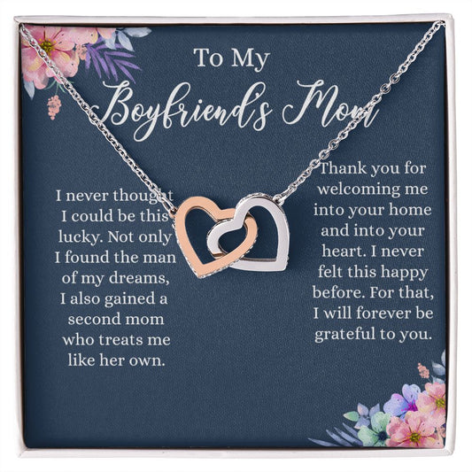 To My Boyfriends Mom Necklace, Gifts For Boyfriend Mom, Boyfriends Mom Birthday Gift, Boyfriend Mother Gift, Gifts for boyfriend mom, Boyfriend mom Mother's Day Gift Jewelry for Women Interlocking Hearts Necklace