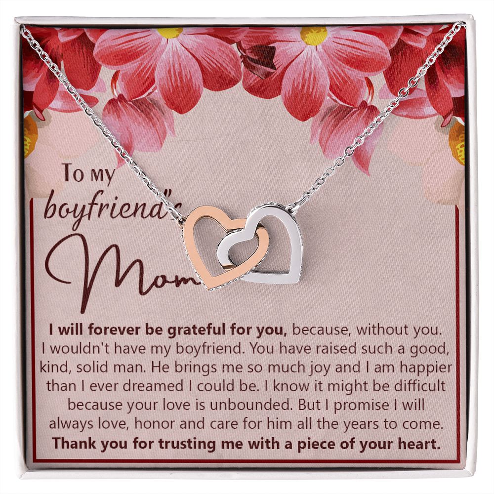 To My Boyfriend's Mom Necklace Jewelry Gift, Mother's Day Gift, Birthday Gift For Boyfriend's Mom, Boyfriend's Mom Meaningful Gift Interlocking Hearts Necklace