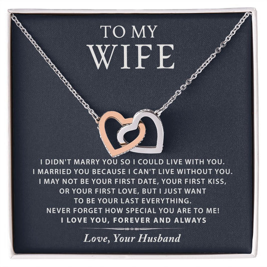 To My Wife Necklace from Husband, Personalized Necklace for Women, Luxury Necklace for Wife from Man Men, Wedding Anniversary Present For Wife, Beautiful Wife Jewelry Christmas Birthday Gift For Wife16 Interlocking Hearts Necklace