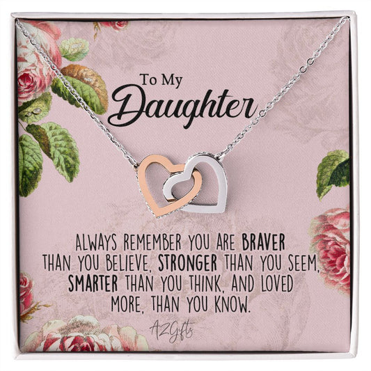 To My Daughter Gift Necklace from Mom, Mother and Daughter Necklace for Girls, Mother Daughter Gift Ideas, Jewelry Pendant Interlocking Hearts Necklace