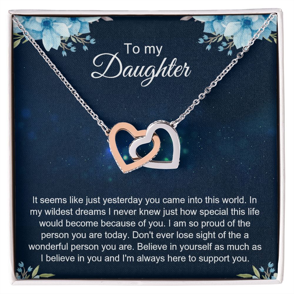 To My Daughter Gift Necklace from Mom, Mother and Daughter Necklace for Girls, Mother Daughter Gift Ideas, Jewelry Pendant Interlocking Hearts Necklace