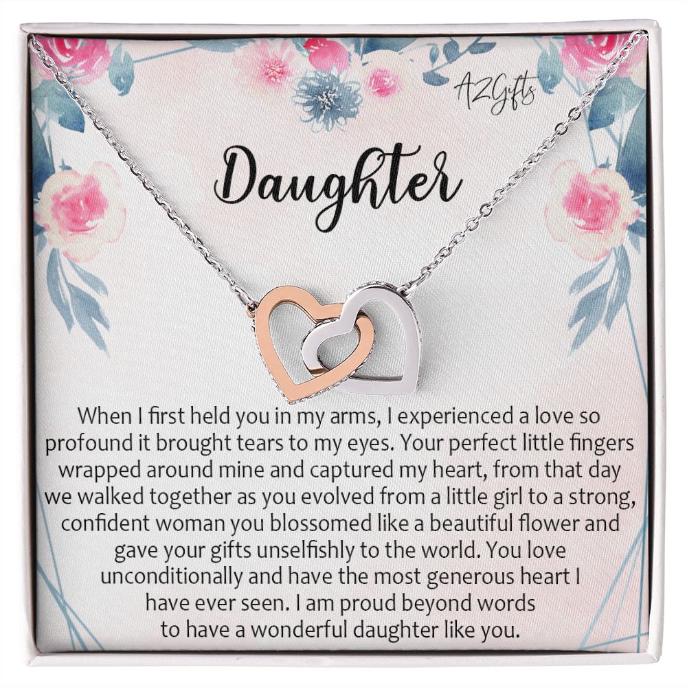 To My Daughter Gift Necklace from Mom, Mother and Daughter Necklace for Girls, Mother Daughter Gift Ideas, Jewelry Pendant Interlocking Hearts Necklace