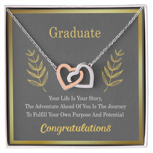 Graduation Gift For Daughter, University Graduate Gift, Graduation Gift For Her Congrats Graduation Pendants Gift For Daughter, Granddaughter, Niece, Sister Interlocking Hearts Necklace