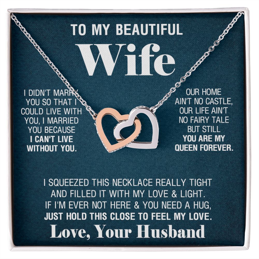 To My Beautiful Wife Necklace, Wedding Anniversary Jewelry For Women, Necklace For Wife from Husband, Gifts For Wife Birthday Gifts Necklace, Jewelry With Message Card In A Gift Box