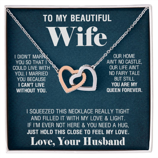 To My Beautiful Wife Necklace, Wedding Anniversary Jewelry For Women, Necklace For Wife from Husband, Gifts For Wife Birthday Gifts Necklace, Jewelry With Message Card In A Gift Box