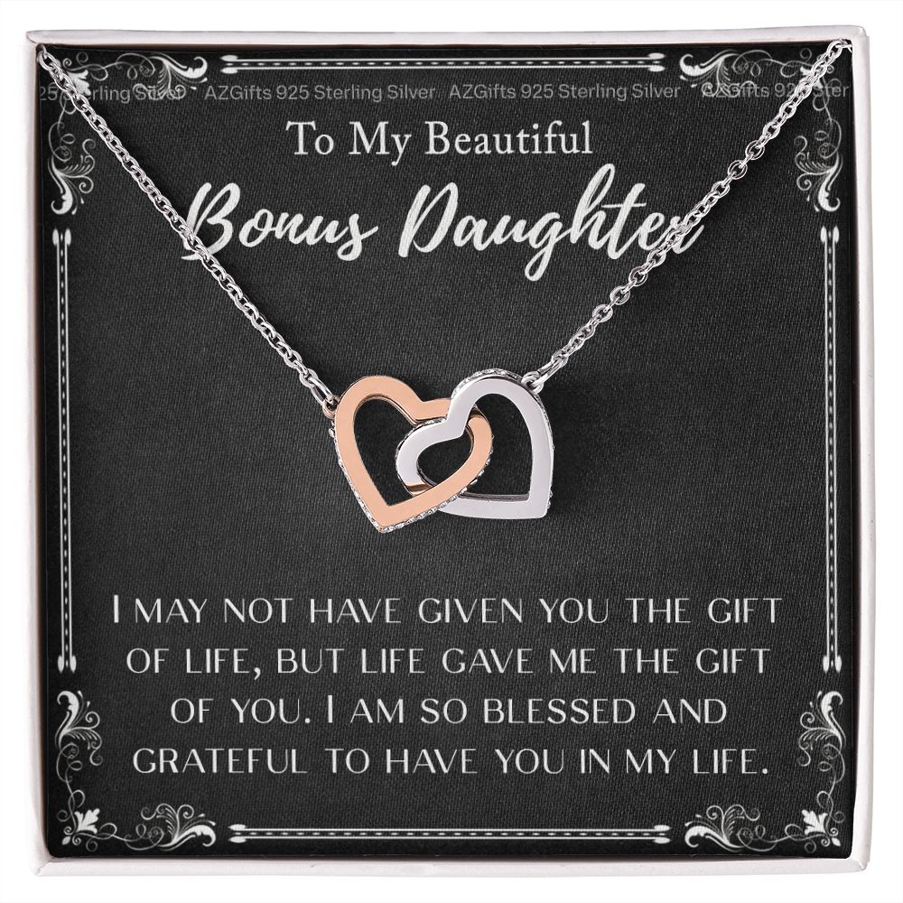 Personalized Gift - To My Bonus Daughter - Interlocking Hearts Necklace, Step daughter, Adopted daughter, daughter in law gift, future daughter Interlocking Hearts Necklace