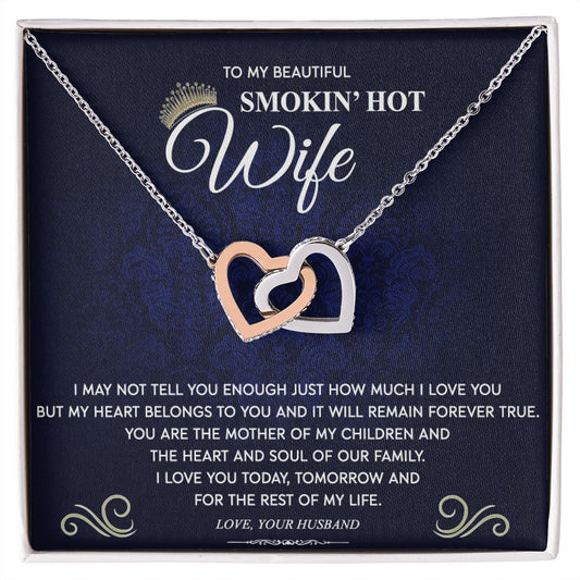 To My Wife Necklace from Husband, Personalized Necklace for Women, Luxury Necklace for Wife from Man Men, Wedding Anniversary Present For Wife, Beautiful Wife Jewelry Christmas Birthday Gift For Wife10 Interlocking Hearts Necklace