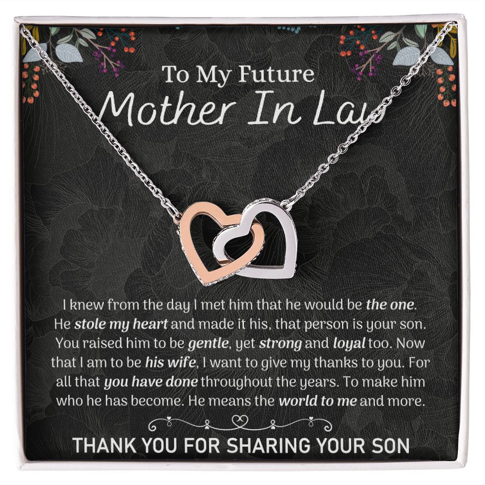 Future Mother In Law Sunflower Bracelet, Mother In Law To Be Gifts, Soon To Be Mother In Law Gifts, Future Mother In Law Birthday Gift Interlocking Hearts Necklace