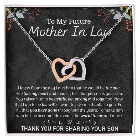 Future Mother In Law Sunflower Bracelet, Mother In Law To Be Gifts, Soon To Be Mother In Law Gifts, Future Mother In Law Birthday Gift Interlocking Hearts Necklace