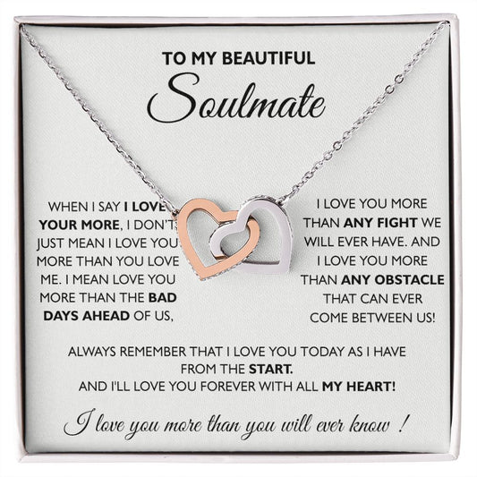 To My Soulmate Necklace Eternal Hope Necklace Valentine Day gift for Soulmate 175133533988 Interlocking Hearts Necklace