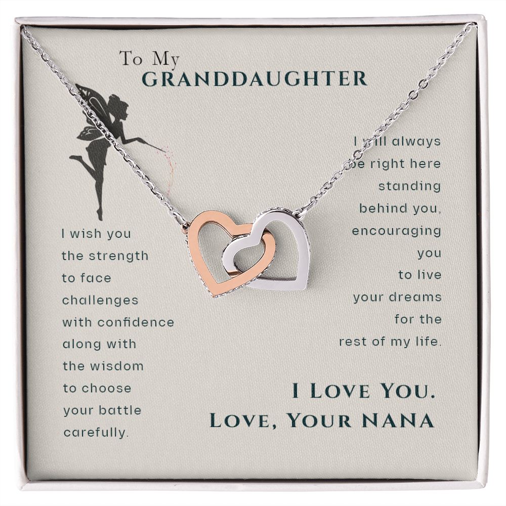 To My Granddaughter Dragonfly Necklace, Gift for Granddaughter From Nana Interlocking Hearts Necklace