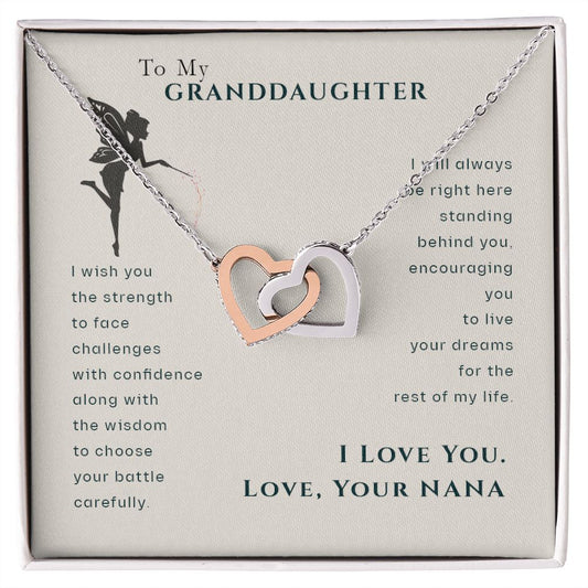 To My Granddaughter Dragonfly Necklace, Gift for Granddaughter From Nana Interlocking Hearts Necklace