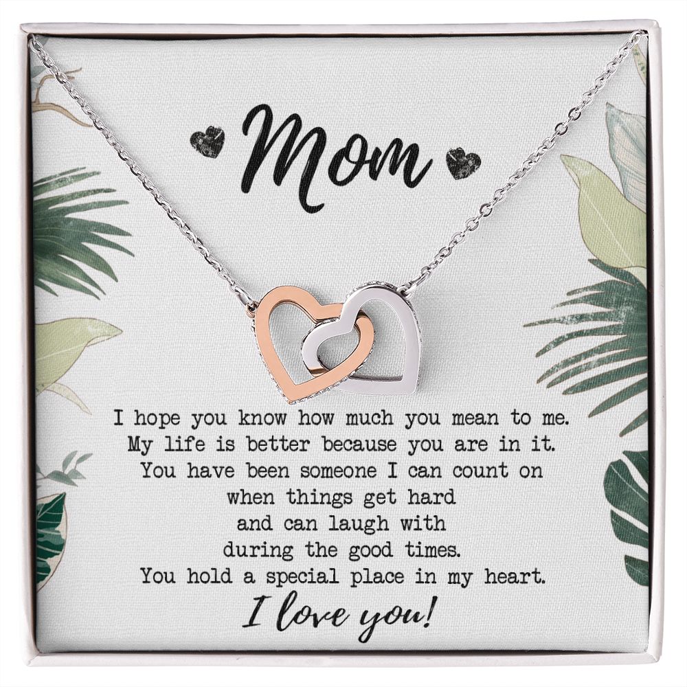 Mothers Day Gift, Gift for Mom, Birthday, Heart Necklace, Mother Daughter Necklace, Gifts for Mom from Daughter, from Son to Mom Interlocking Hearts Necklace