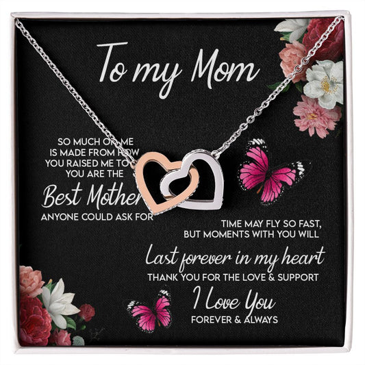 To My Mom Necklace, Gift For Mom, Mother's Day Gift from Daughter, Mom Jewelry Gift for Mothers Day, Birthday Gift for Mother, Moms Gift from Daughter Son, Necklace for Mom Mother 13 Interlocking Hearts Necklace