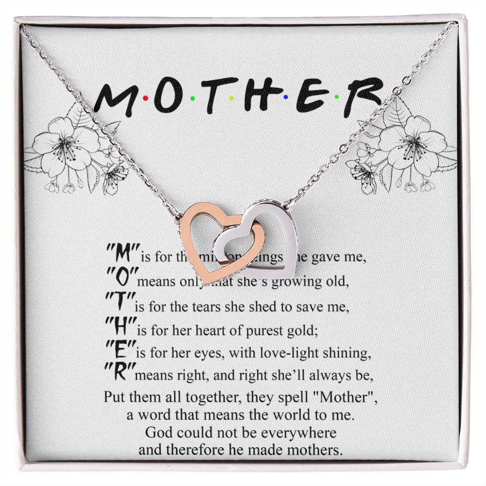Mom Necklace Gifts for Mom from Daughter to Mom Gifts for Mothers Day from Daughter, To My Mom Necklace from Daughter to Mom Birthday Gifts Necklace with Message Card and Gift Box2224 Interlocking Hearts Necklace