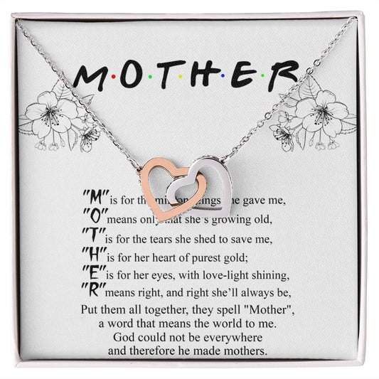 Mom Necklace Gifts for Mom from Daughter to Mom Gifts for Mothers Day from Daughter, To My Mom Necklace from Daughter to Mom Birthday Gifts Necklace with Message Card and Gift Box2224 Interlocking Hearts Necklace