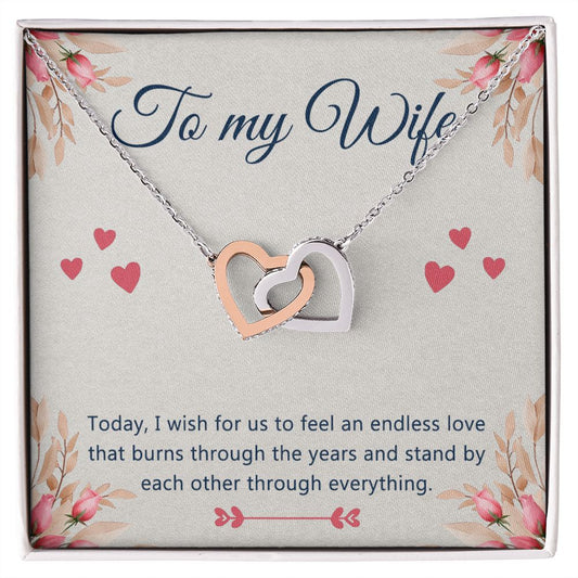 Birthday Gifts For Wife, Necklace Gifts For Wife From Husband, To My Wife Jewelry For Women , To My Wife Necklace  from Husband Wedding Anniversary Present For Wife, Beautiful Wife Jewelry Christmas 4 Interlocking Hearts Necklace
